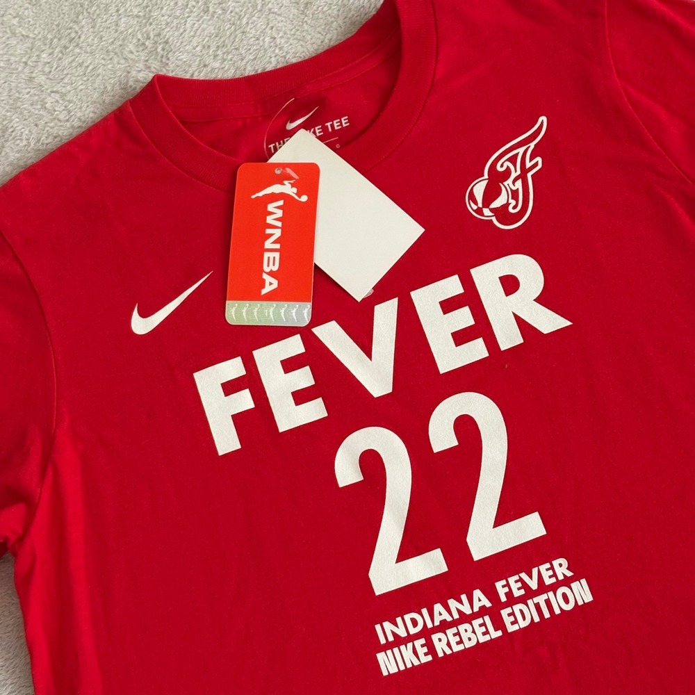 Nike Indiana Fever Caitlin Clark 22 Rebel Edition‎ Red WNBA T-shirt Kids L 14/16